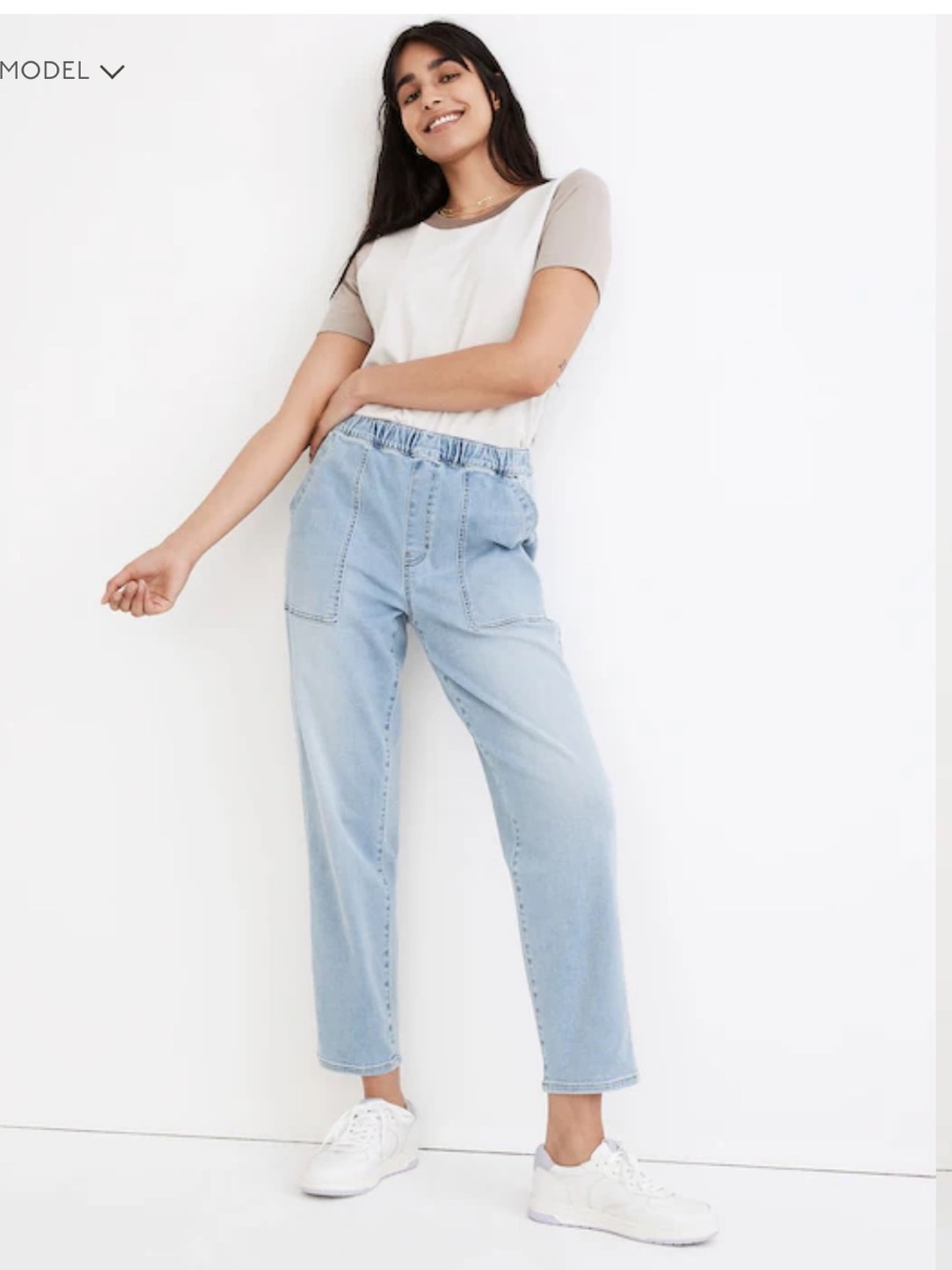Madewell Pull On Relaxed Jeans in Bellview Wash